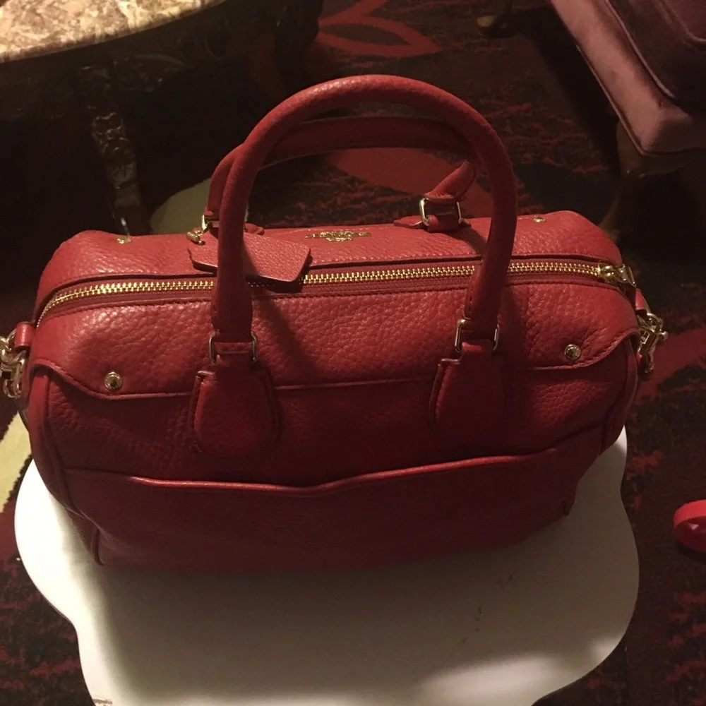 Coach Red Leather Satchel Crossbody Bag